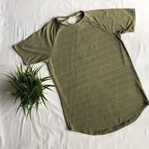 Olive Green Longline Scallop Tee